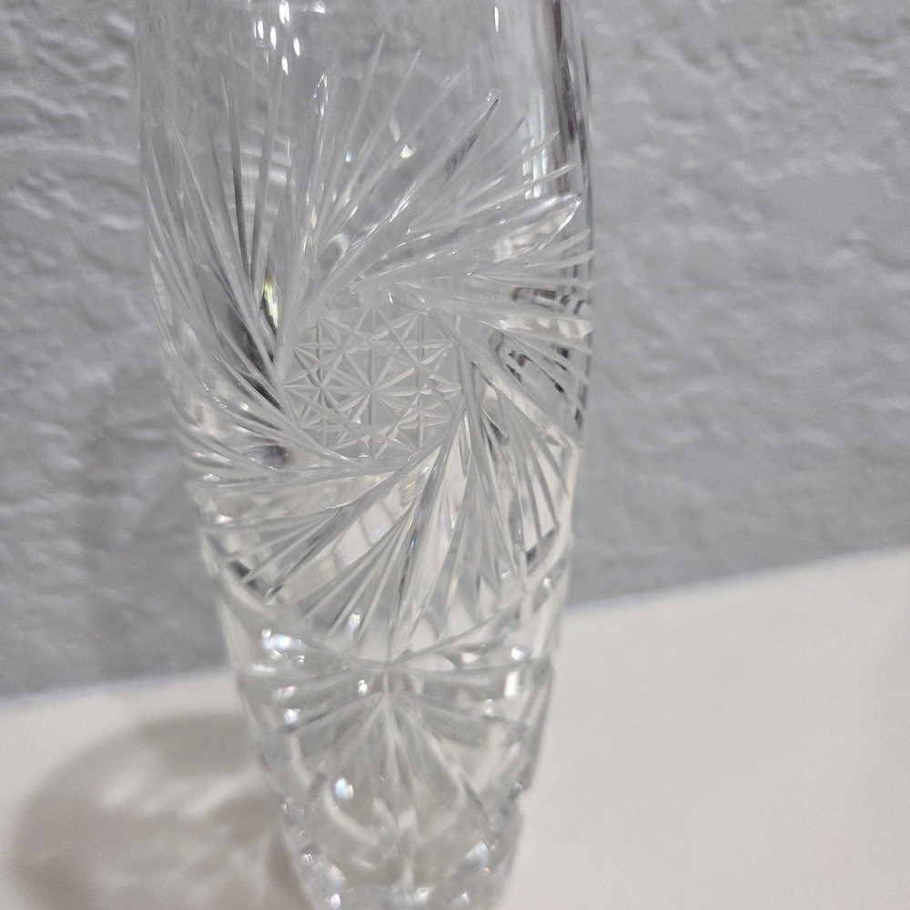 Vtg Cut Lead Glass Crystal Decorative Vase 6"
